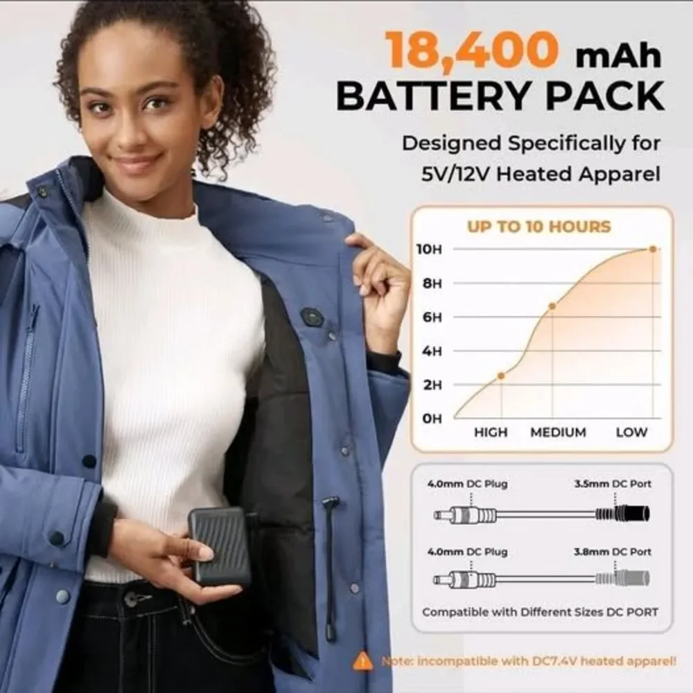 GOTOBI 12V 18400mAh Heated Jacket Battery Pack - Power Bank Black